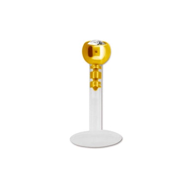 Labret de ptfe com topo de pedra colorido