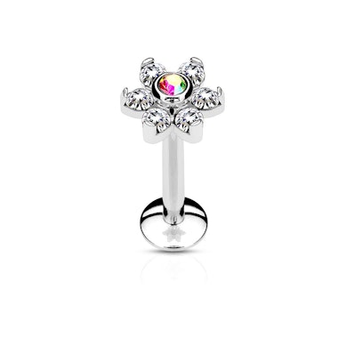 Labret com rosca interna e flor