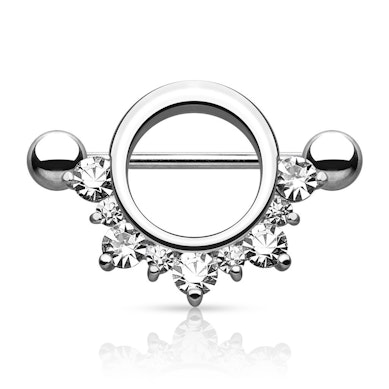 Mamilo piercing com um arco de pedra