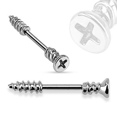 Mamilo piercing em formato de parafuso