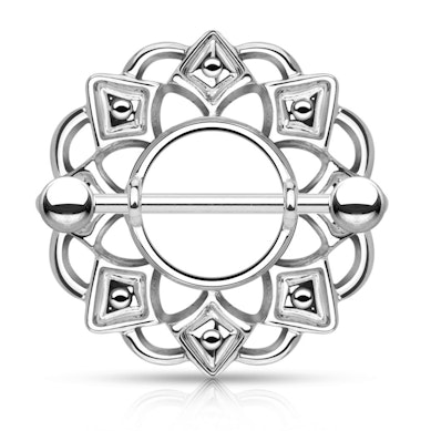 Mamilo escudo com pontas e arcos