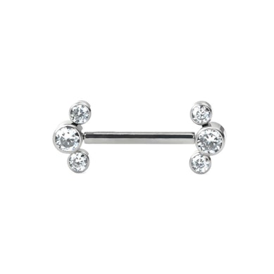 Barbell mamilo sem rosca com 3 zirconias