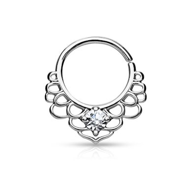 Argola para o septum com flor de lótus