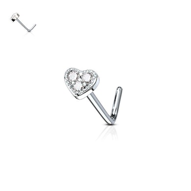 Nariz piercing com coração e três pedras