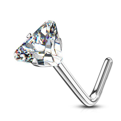 Joia para o nariz em ouro de 14 quilates com gema triangular