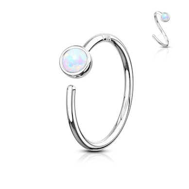Argola contínua em ouro 14k com opala