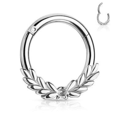 Argola com dobradiça e coroa de louros