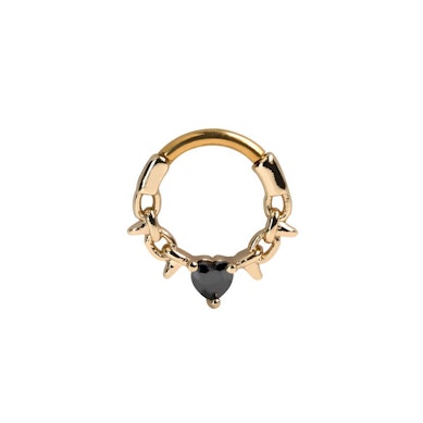 Argola virada para a frente arame farpado e coração