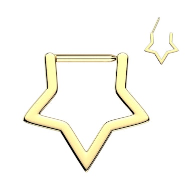 Argola articulada de titânio em forma de estrela