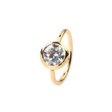 Argola simples de ouro 14 quilates com uma pedra