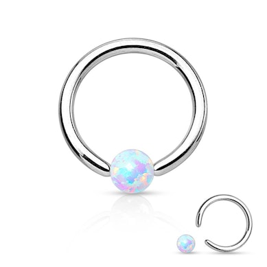 Argola com bola de opala