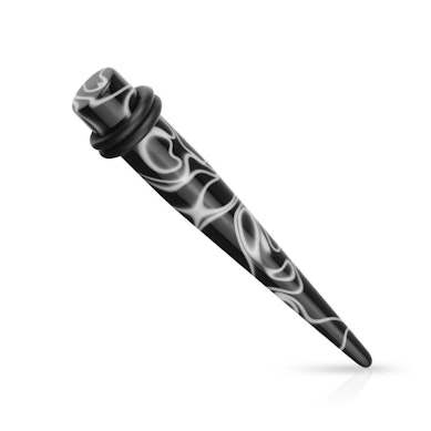 Alargador preto com estampas brancas e o-ring duplo