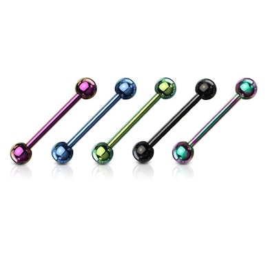Língua conjunto de 5 piercings com revestimento de titânio