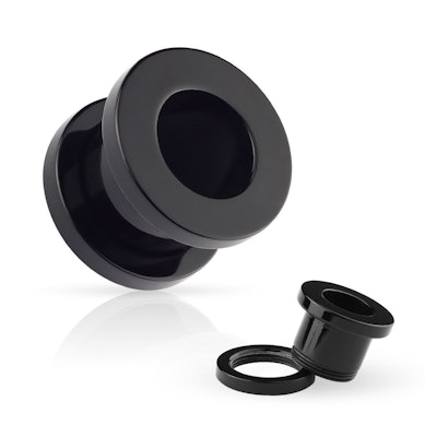 Túnel preto de acrílico com rosca.
