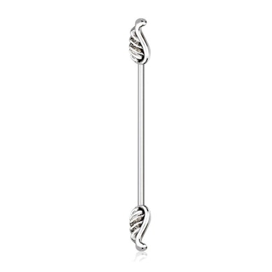 Barra industrial piercing com asas de anjo