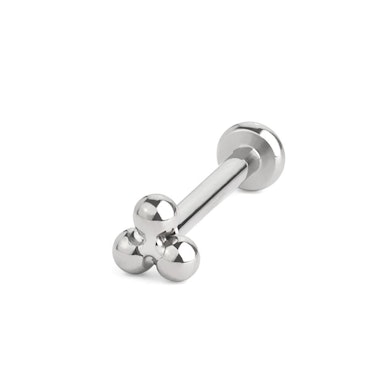 Labret de encaixe em titânio com conjunto de bolas triangular no topo