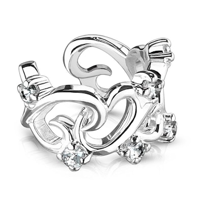 Earcuff com design de coração em filigrana