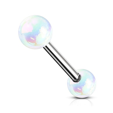 Barbell reto com bolas metalizadas