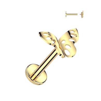 Labret em titânio com borboleta