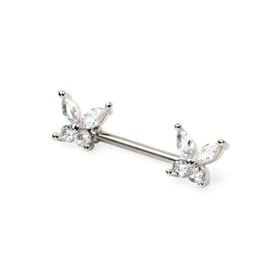 Barbell para o mamilo com borboletas nas pontas