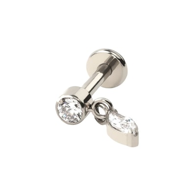 Labret em titânio com pendente em corte marquesa