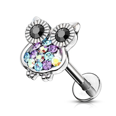 Labret de rosca interna com coruja
