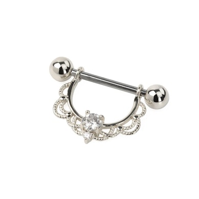 Mamilo piercing com filigrana e pedra
