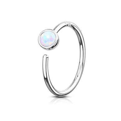Argola contínua em ouro 14k com opala
