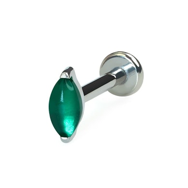 Labret em titânio com pedra natural