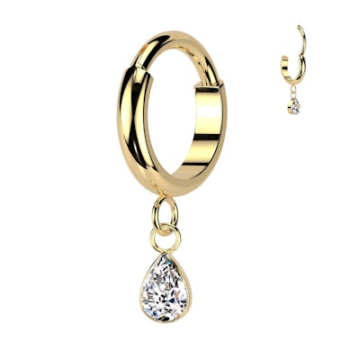 Argola de titânio com pendente em forma de gota
