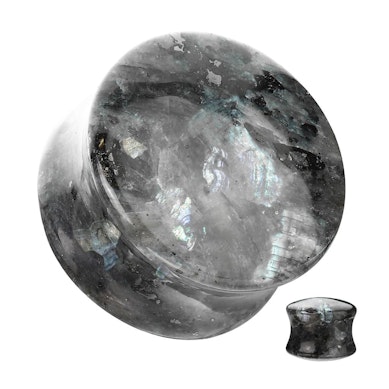 Plug com bordas salientes em labradorite natural
