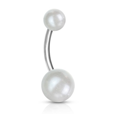 Umbigo piercing com bolas pérola