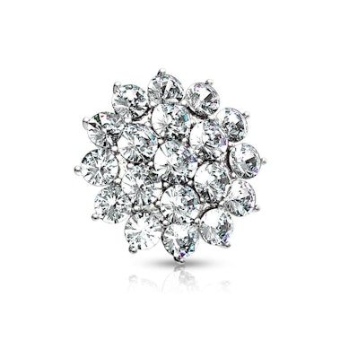 Microdermal floral de ouro 14 quilates com múltiplas pedras