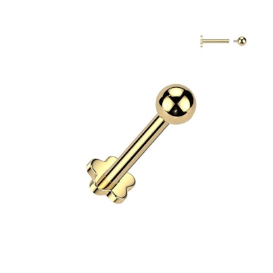 Labret em titânio com traseira em forma de flor