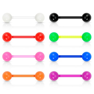 Língua 8 piercings de bioplástico