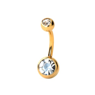 Umbigo piercing banhado a ouro com pedras coloridas