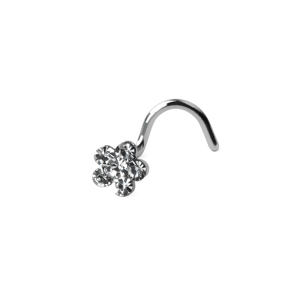 Nariz piercing com uma flor