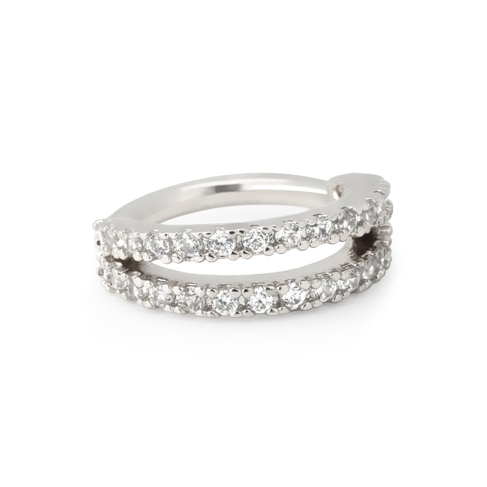 Argola de duas fileiras com brilhantes