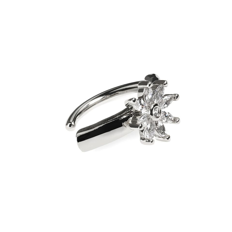 Joia articulada para umbigo com flor brilhante