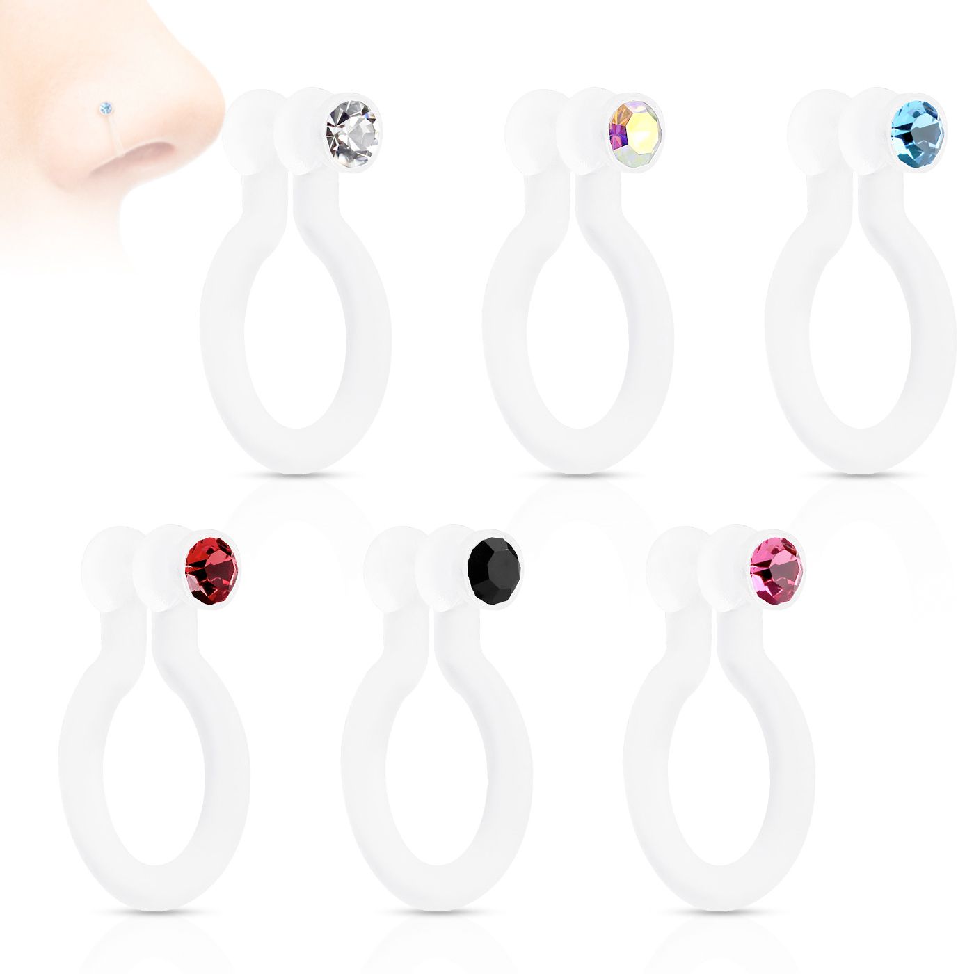 Nariz piercing falso com uma pedra