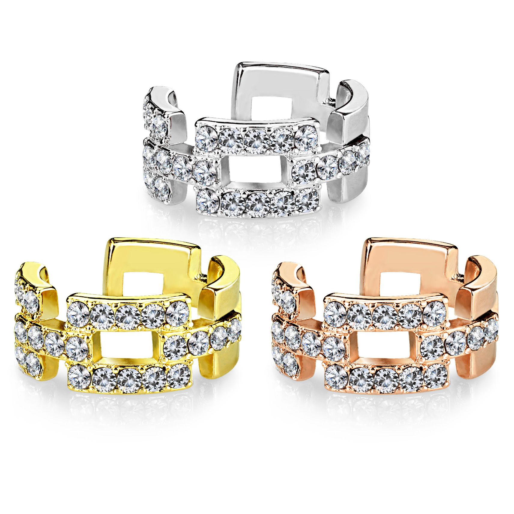 Earcuff com quadrados encrustados