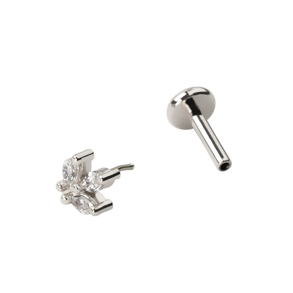 Labret de encaixe com pedras com corte de marquesa