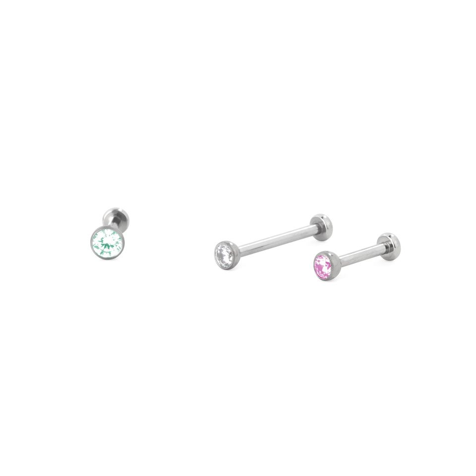 Labret de encaixe em titânio com pedra embutida