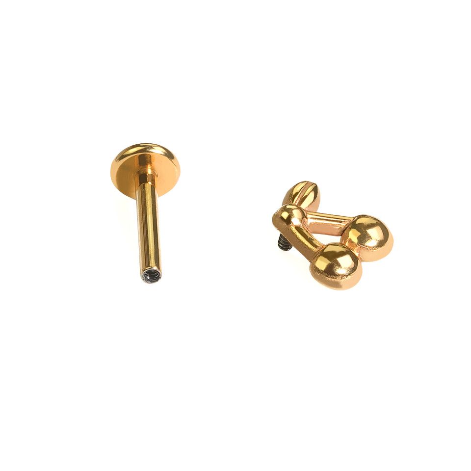 Labret em titânio com design de cereja e traseira plana