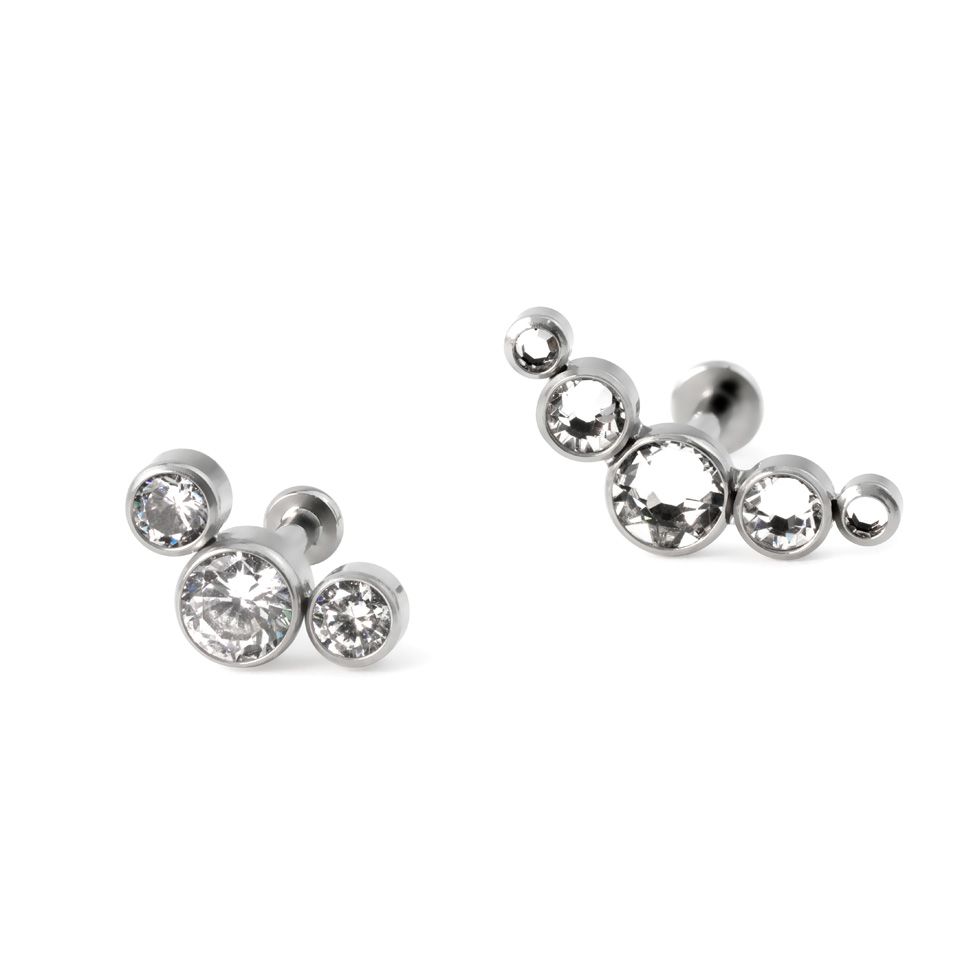 Labret de encaixe de titânio com várias pedras