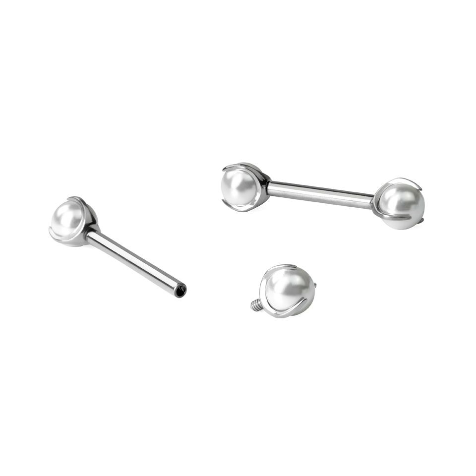 Barbell em titânio com pérolas para o mamilo