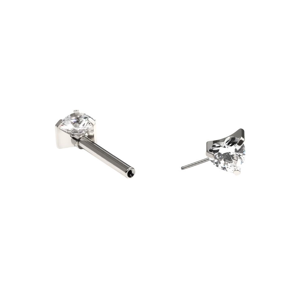Barbell para o mamilo com zircónias em forma de coração