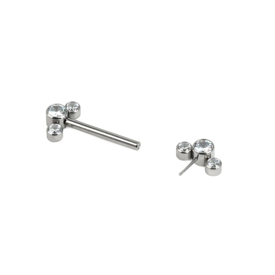 Barbell mamilo sem rosca com 3 zirconias