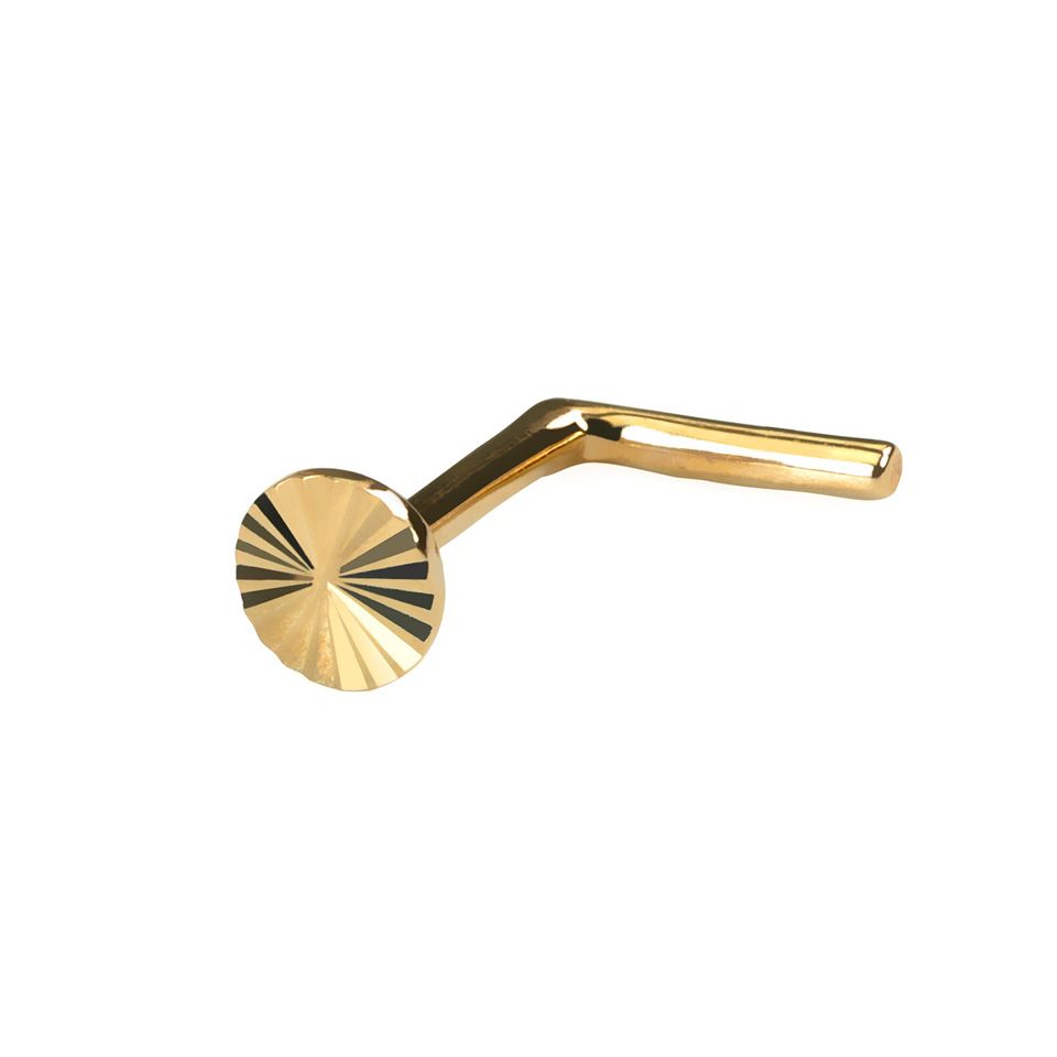 Stud para o nariz de ouro 14k com corte de diamante no topo