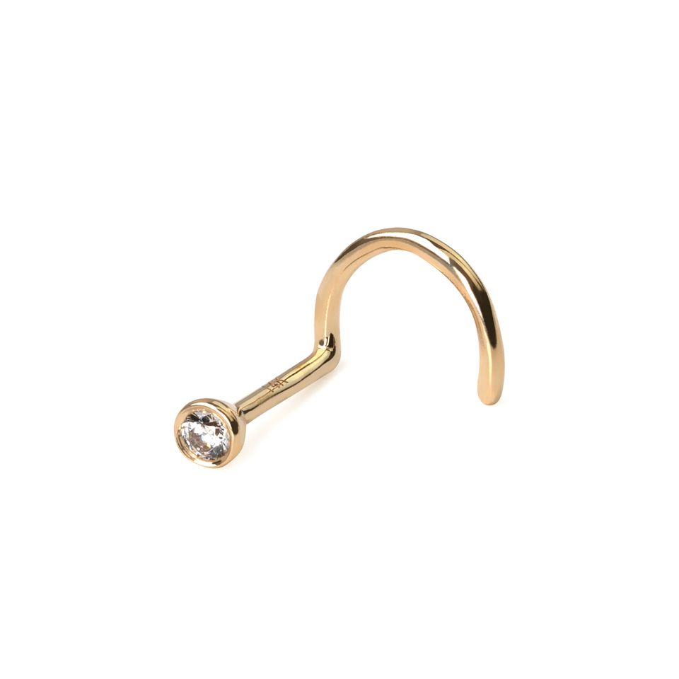 Nariz piercing em ouro de 14 quilates com zirconia incrustada